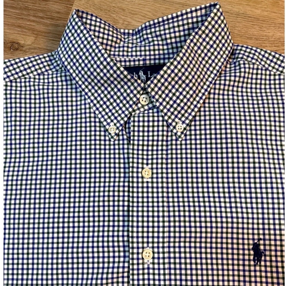 Ralph Lauren (Blue/Green) Gingham‎ Button Down Shirt Mens XL